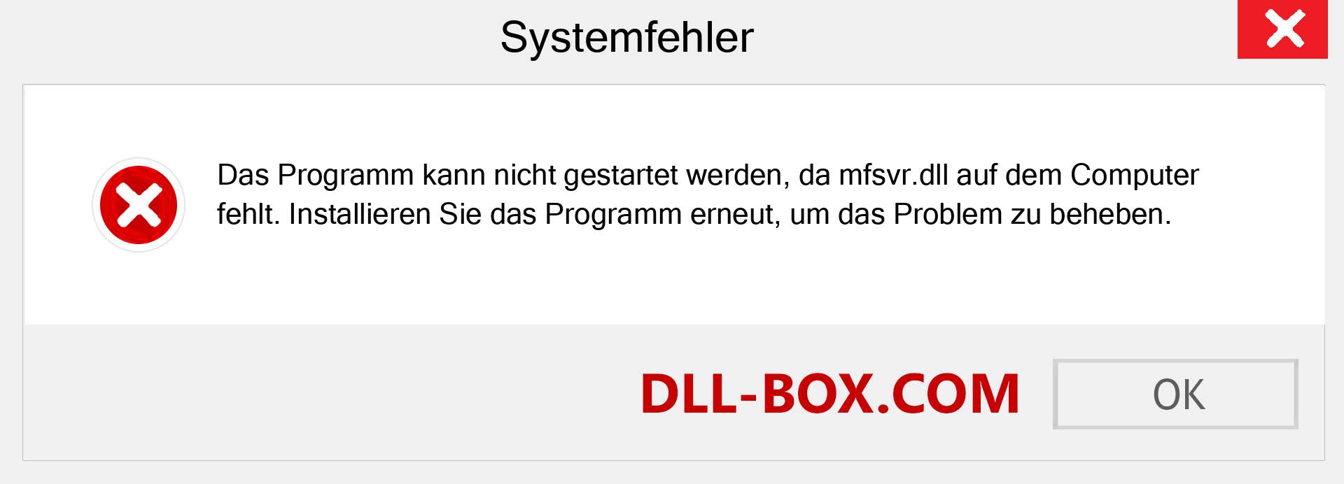 mfsvr.dll-Datei fehlt?. Download für Windows 7, 8, 10 - Fix mfsvr dll Missing Error unter Windows, Fotos, Bildern